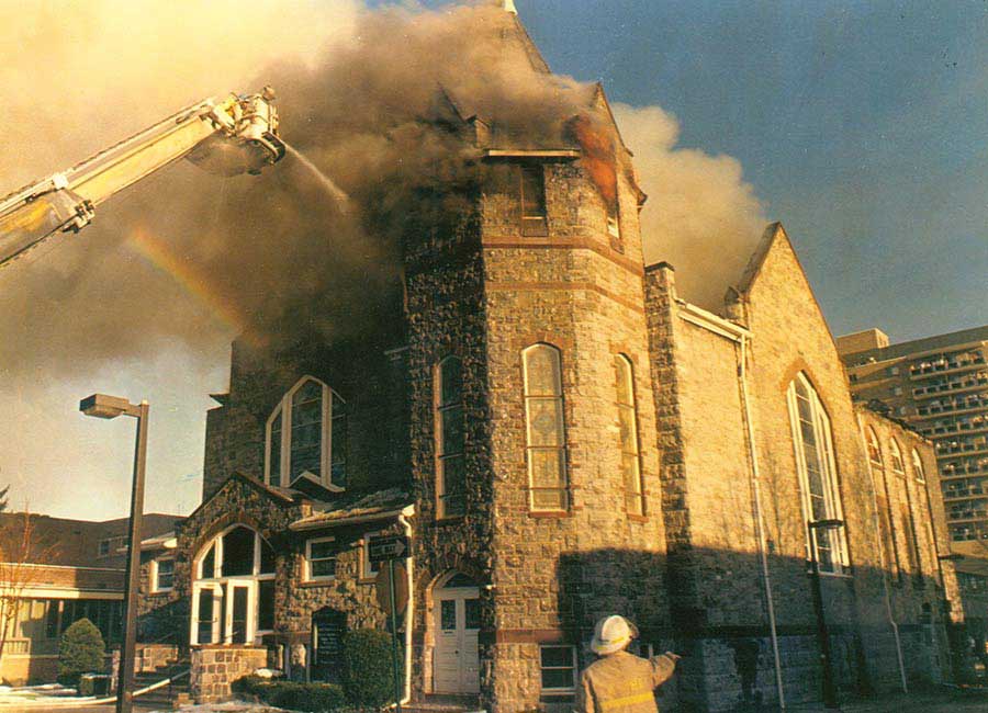 St. Paul's Church on fire